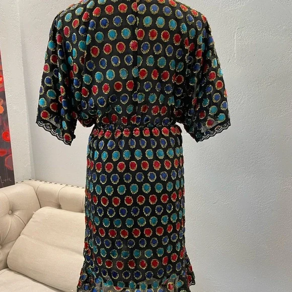 House of Harlow 1960 x REVOLVE  Cruz Dress Noir Polka Dot Metallic XS - Picture 7 of 13